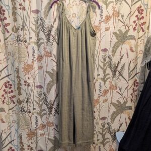 Old Navy Olive Gauze Tie Strap Jumpsuit